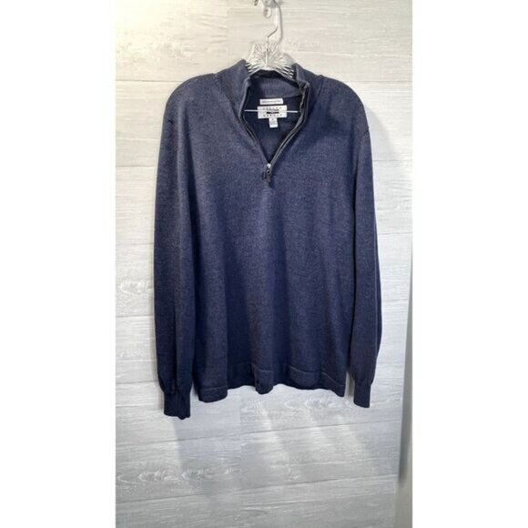 Joseph Abboud Mens‎ 1/4 Zip Mock Neck 100% Extra Fine Merino Wool Sweater - Picture 4 of 6